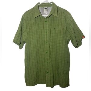 The North Face Mens Green Plaid Short Sleeve Button Down Shirt - Size L